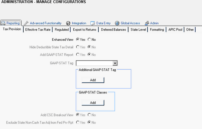 admin_manage configurations_reporting tab