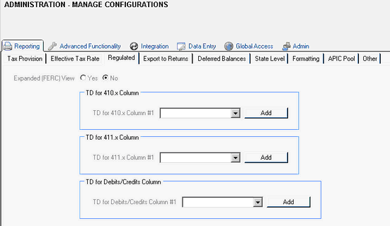 admin_manage configurations_reporting_regulated tab