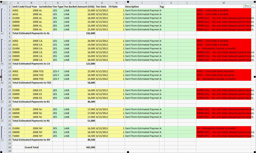 estimated payments tranferred data to worksheet