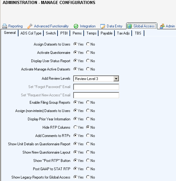 Manage ConfigurationsGlobal Access