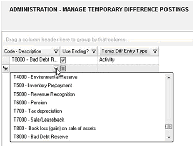 2013.1 manage temp diff postings bad debt