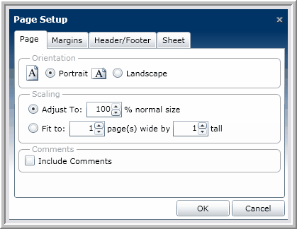 2014.0 reports page setup option