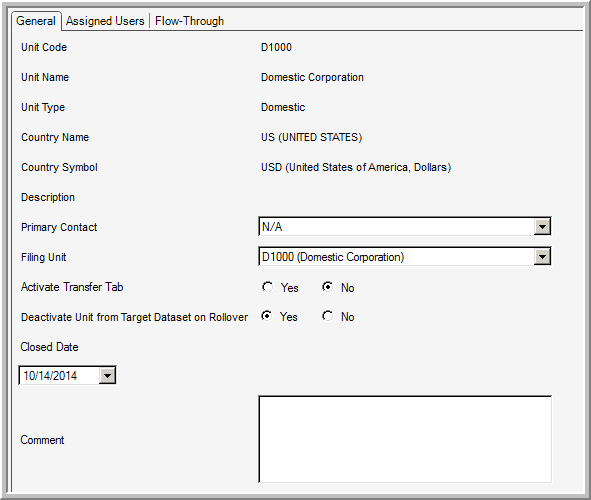 2014.1 Unit General tab