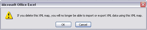excel add in delete XML Map click ok