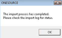 excel add in import log is complete