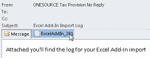 excel add in opened email