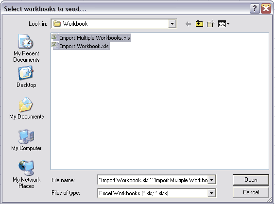 excel add in select workbooks to send dialog box