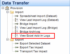 excel add in view login within system