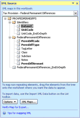 excel add in XML Source Federal Perm Diffs 8.2.14