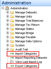 import and export categories