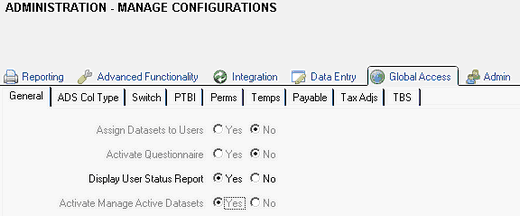 Manage configuration Manage Active Datasets