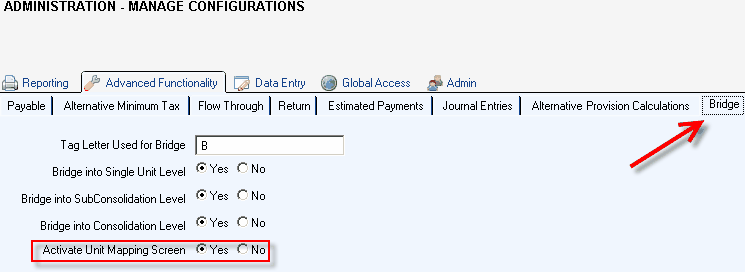 manage configurations bridge unit mapping