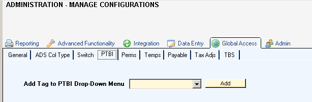 manage configurations Global access PTBI