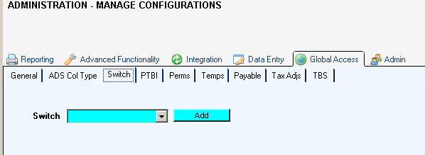 manage configurations global access switch