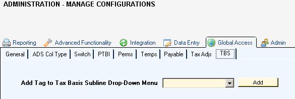 manage configurations global access tbs