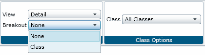 reporting ribbon with break out classes drop down list 2013