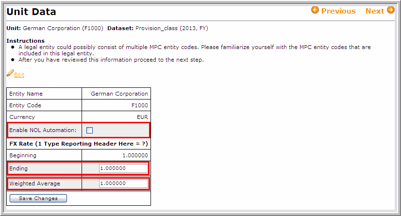 2014.0 enable NOL automation end wtd avg