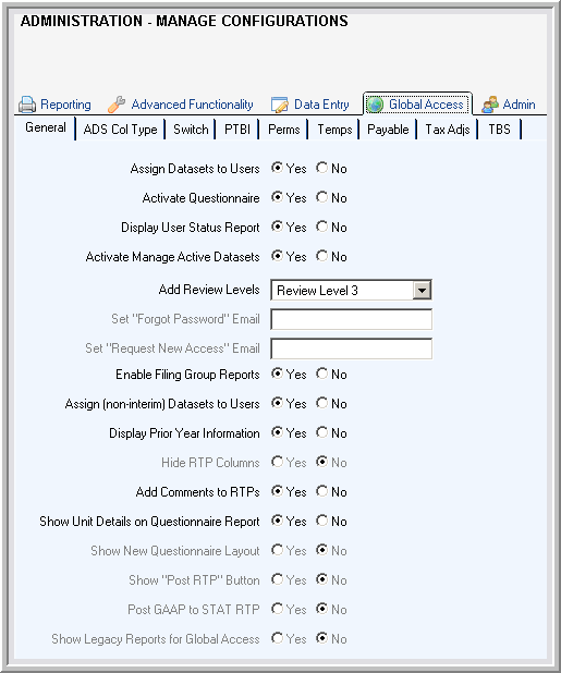 2014.0 Global Access parameters 2