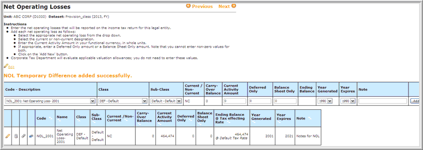 2014.0 net operating losses