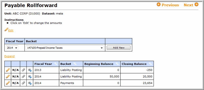 2014.1 payable rollforward