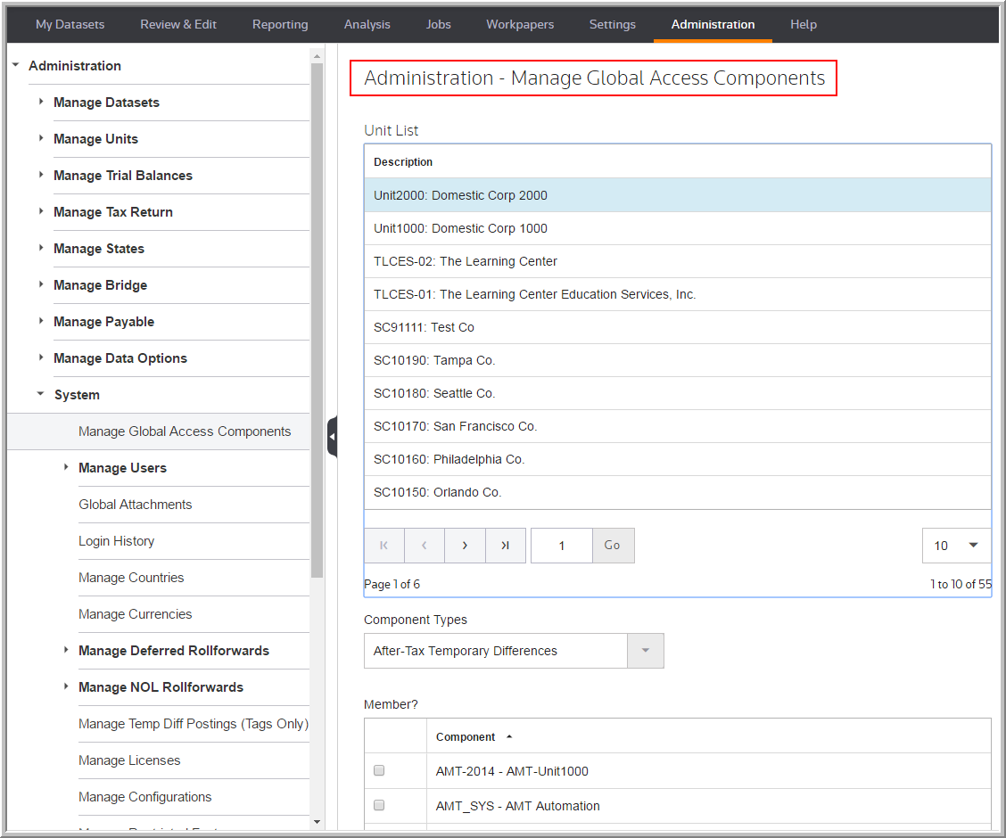 2016 Global Access Component Types